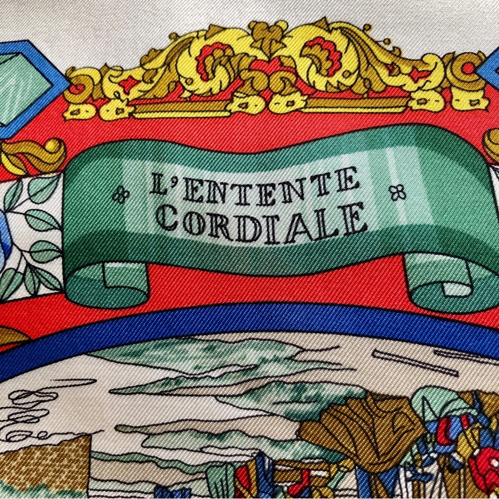 Vintage Authentic Hermès Silk Scarf 90cm L'Entente Cordiale - Picture 5 of 12